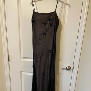 Formal long dress - black overlay, size L